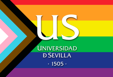 Izada de la bandera LGTBIQ+ en la Universidad de Sevilla