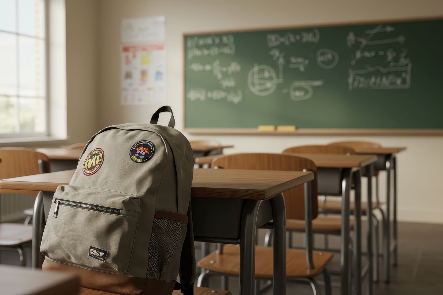 Una maleta en una escuela